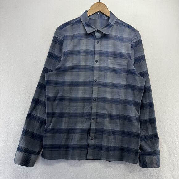 Lululemon Other - Lululemon Flannel Shirt Men's Medium Blue Check Board Masons Peak Plaid Pocket